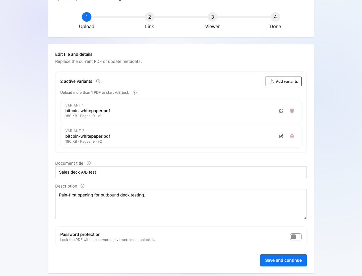 A/B-Einrichtung in einer Veröffentlichung