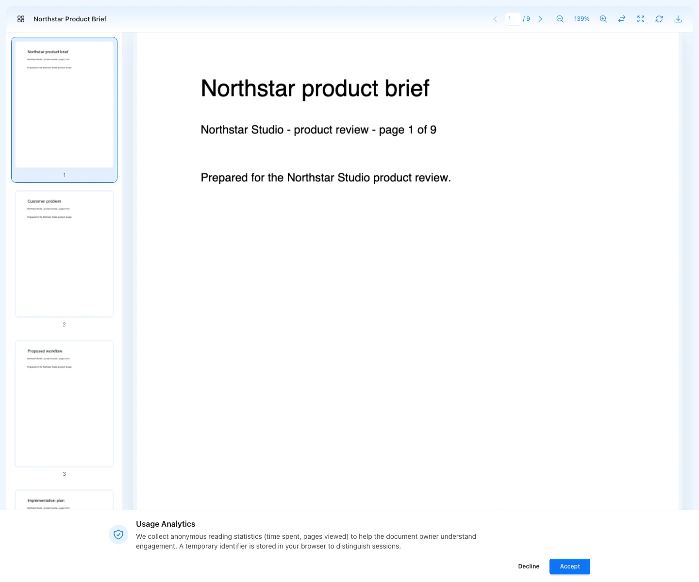 Public viewer for a single shared document Public viewer for a single shared document